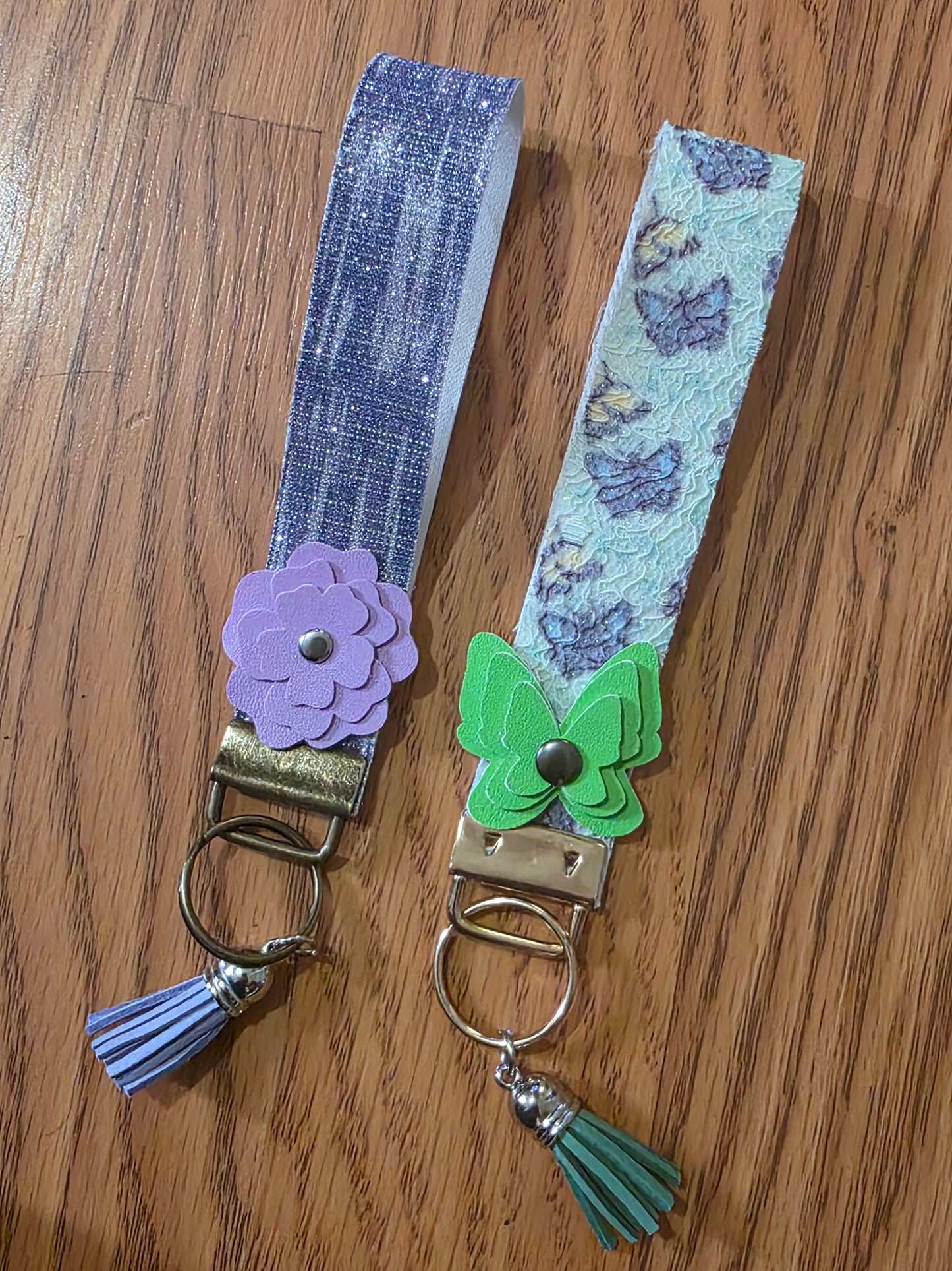 Custom Faux Leather Wristlet Keychain Sets